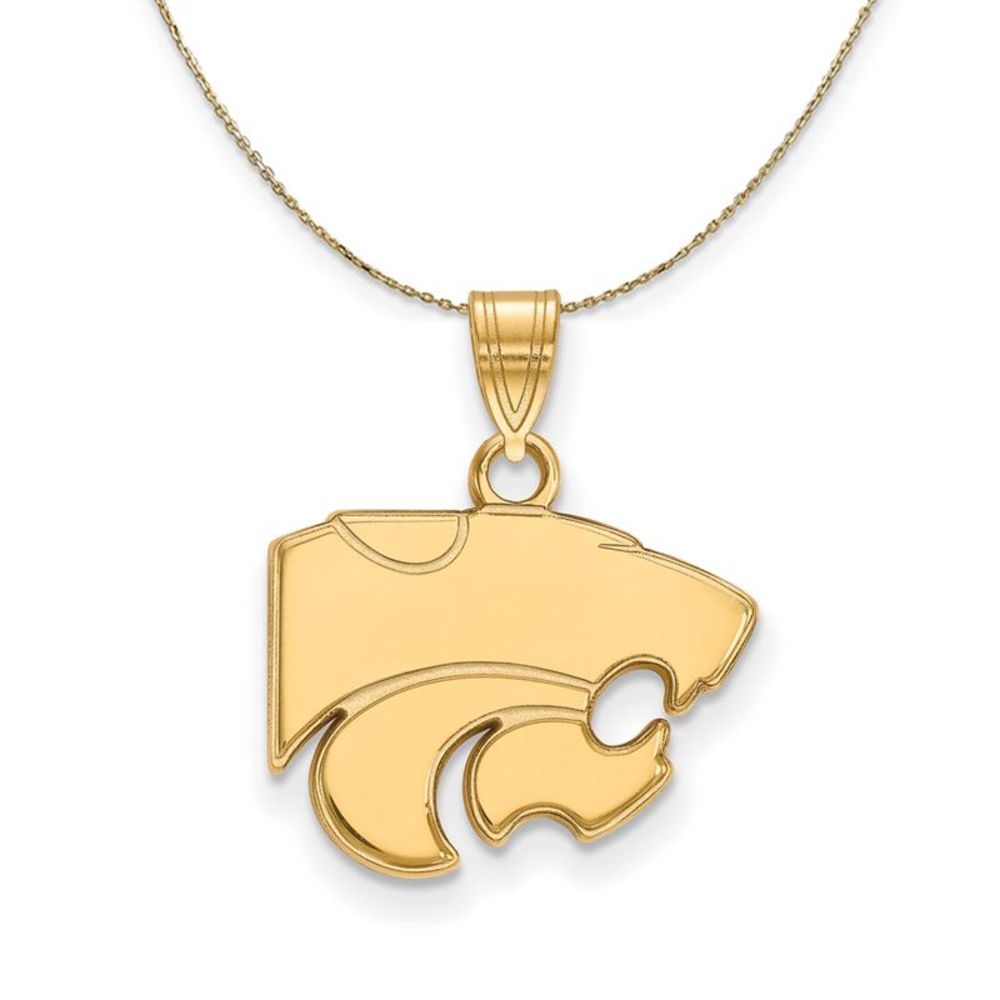 14k Yellow Gold Kansas State Small Mascot Necklace - 16 Inch